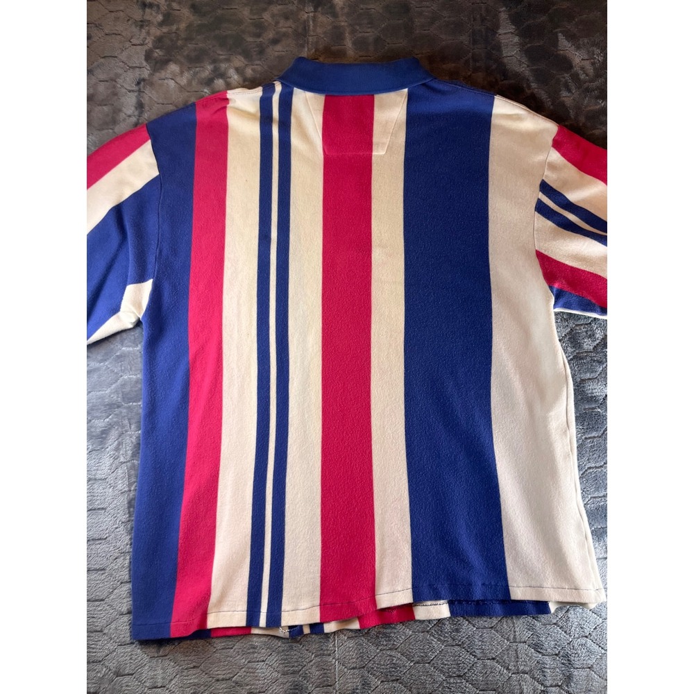 VTG Nautica Mens XL Multicolor Striped Polo Shirt Short Sleeve Casual Preppy - Picture 10 of 10
